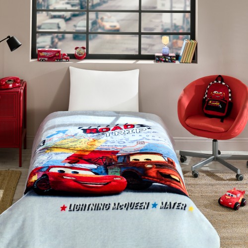 Cars Mcqueen Road Disney Lisanslı Tek Kişilik Çocuk Battaniyesi 155X215 Cm
