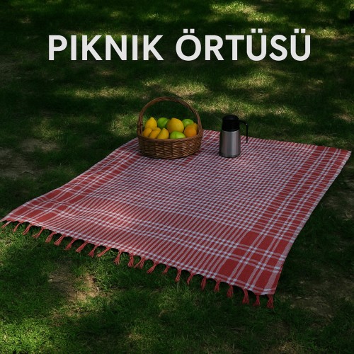 Kırmızı Çok Amaçlı Sofra Bezi Piknik Örtüsü 170 X 170 Cm