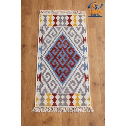 Kilim Çift Taraflı Modern Desenli Yıkanabilir Pamuklu Dokuma 1. Kalite Kilim (Antik Tarz)