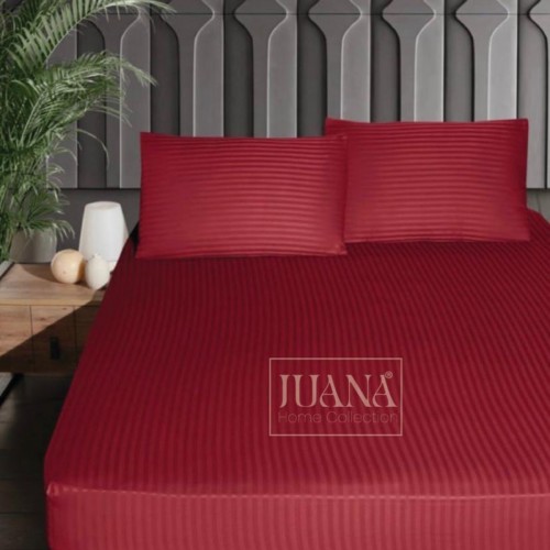 Pamuklu Çizgili Saten Lastikli Çarşaf Takımı + 2 Yastık Kılıfı (Çift Kişilik 160x200+30)