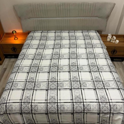 %100 Pamuk Geometrik Desen Çift Kişilik Pike 150x240cm (YENİ MODEL)