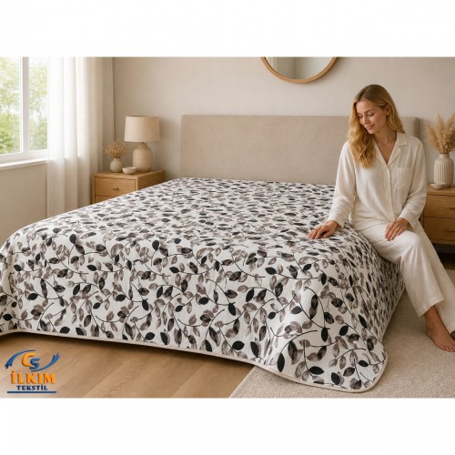 Kapitone Pamuklu Tek Kişilik, Çok Amaçlı Yatak Örtüsü / Pike 160 x 220 cm YAPRAK